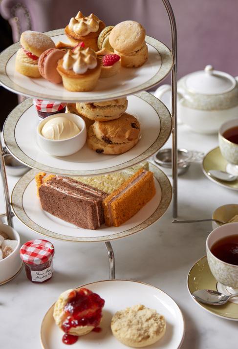 Clermont Victoria - afternoon tea with scones, macaroons and sandwiches